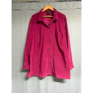 Crazy Horse Women's 3X Plus‎ Size Magenta Faux Suede Tunic Top Blouse Stretch